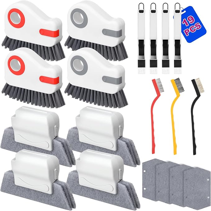 23 Pcs Window Track Cleaner Tools Set, Window Groove Cleaning Brush Kit for Sliding Door, Sill, Tile Lines, Shutter, Car Vents, Keyboard, Air Conditioner