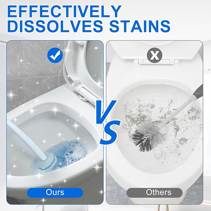 60pcs Disposable Toilet Brush Head Refills Compatible With Clorox System,Upgrade Fiber Cleaner Heads for Closestool .(not included brush rod)
