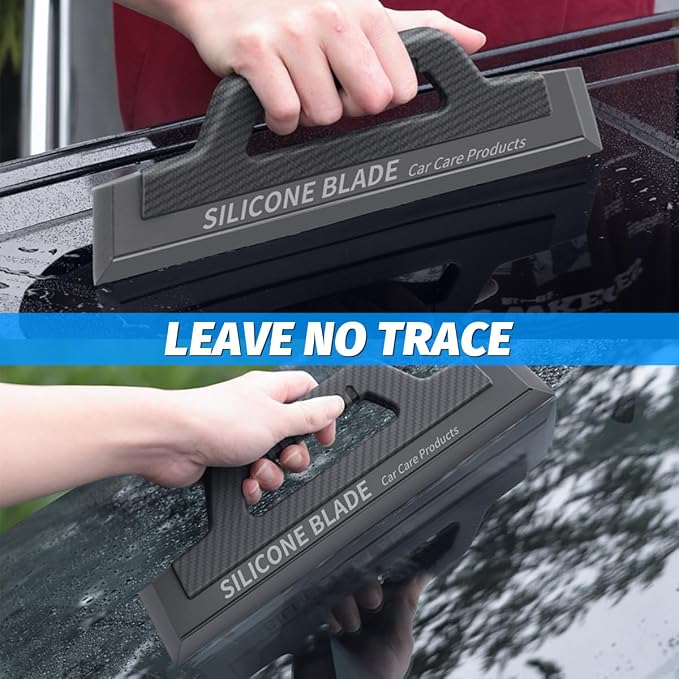 Car Window Squeegee, Soft Silicone 11.8 Inches Vehicle Cleaning Water Blade with Handle, One-Piece Auto Glass Water Wiper, Water Scraper Cleaner for Shower Doors Mirror, Drying Use