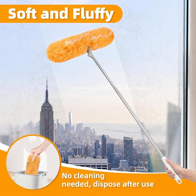 6 ft Extendable Duster Kit with 20 Refills for Swiffer Duster | 360 Heavy Duty Duster Refills, 5X Microfibers Trap Dust, Long Extended Handle for Ceiling Fan, Vents and Hard to reach Areas