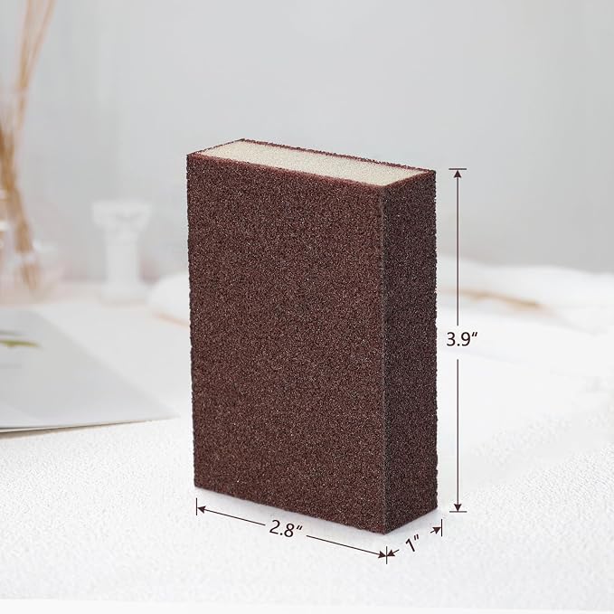 Magic Carborundum Sponge, 12pcs with 2 Handles Rust Foam Cleaning Eraser for Pots, Pans, Sink, Grill, Household Cleaning Emery Sponges for Kitchen, Bathroom