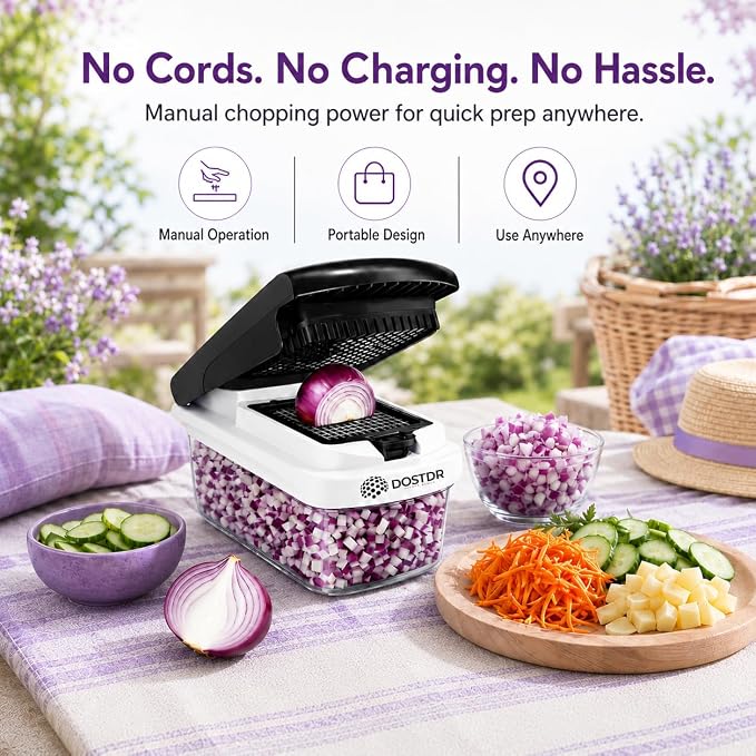 Compact Premium Vegetable Chopper, Mandoline Slicer, Veggie Chopper Food Chopper Container, Vegetable Cutter, Onion Salad Vegetable Chopper, Fruit Slicer, Shredding (Black & White)