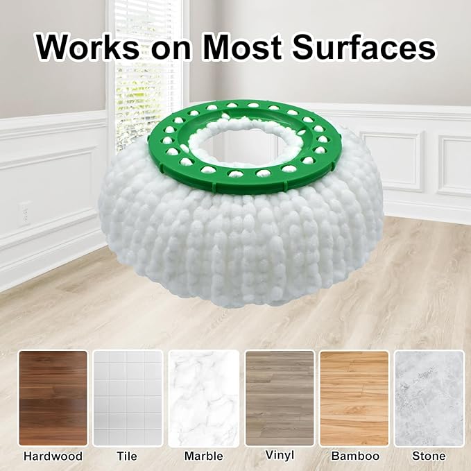 Reusable Mop Head Replacement for Libman Tornado Spin Mop Thick Microfiber Spin Mop Refill Heads for Libman Tornado Spin Mop System, Easy to Replace and Machine Washable, Wet Dry Clean (White, 3 Pack)