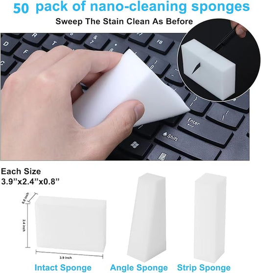 50 Pack Magic Sponge Eraser,Multi-Functional Household Cleaning Kitchen Dish Sponge for Furniture,Extra Thick and Long Lasting Melamine Cleaning Sponges for Bathroom,Bathtub, Sink,Wall Cleaner (50)