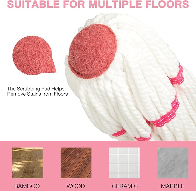 Replacement Mop Head, Suitable for XXFLOWER Self-Wringing Twist Mop, Hand Washable Suitable for Floor, Kitchen, Bedroom, Indoor and Outdoor Cleaning (Not Include Handle)