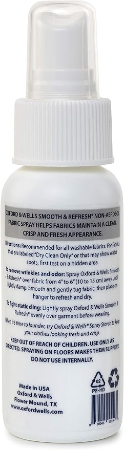 Oxford & Wells Fabric Wrinkle Remover & Static Reducer for Clothes, Wrinkle Spray for Clothing, Clothes Freshener, Non-Ironing Static Remover - Wrinkle Release Spray – Non-Aerosol 2 oz (Pack of 3)