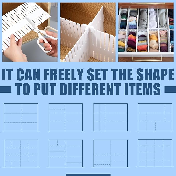 15 Pcs 5.12 Tall Drawer Divider Adjustable Drawer Organizer,White