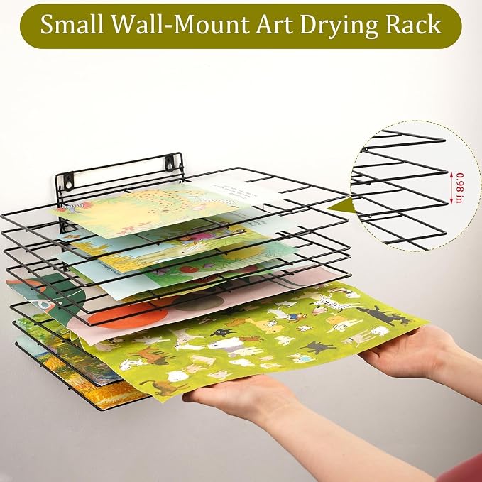 8 Shelves Art Drying Rack for Classroom, Paint Drying Rack, Black | Drying Rack Classroom, Wall Art Storage Rack, Removable Shelves for Classrooms and Art Studios