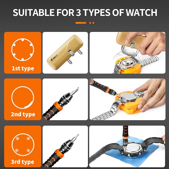 JOREST Watch Repair Tool Kit, Battery Replacement & Strap Adjustment, Wrench Opening Back Cover, Case Opener, Link Remover, Bracelet Resizing, Band Pin Removal, Screwdriver, Spring Bar