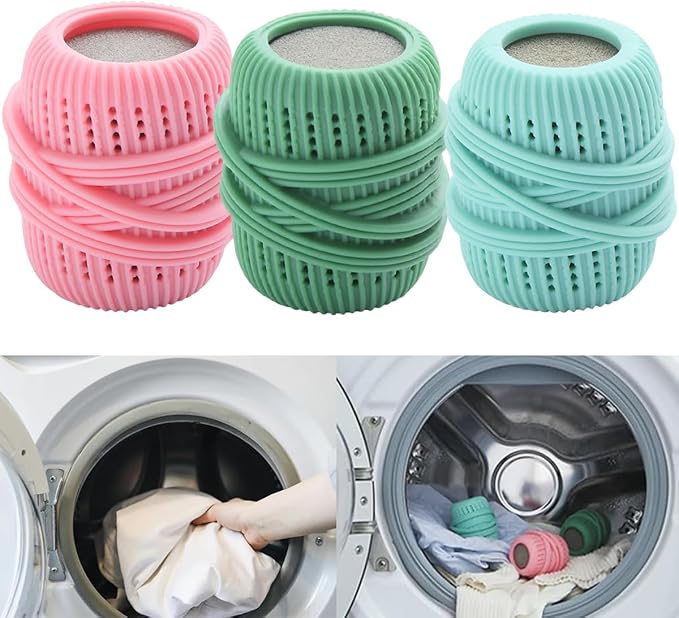 Reusable Fabric Softener Dispenser Balls Laundry Dryer Balls for Washing Sponge Household Substitute Cleaning Tool (Pink Green Blue)