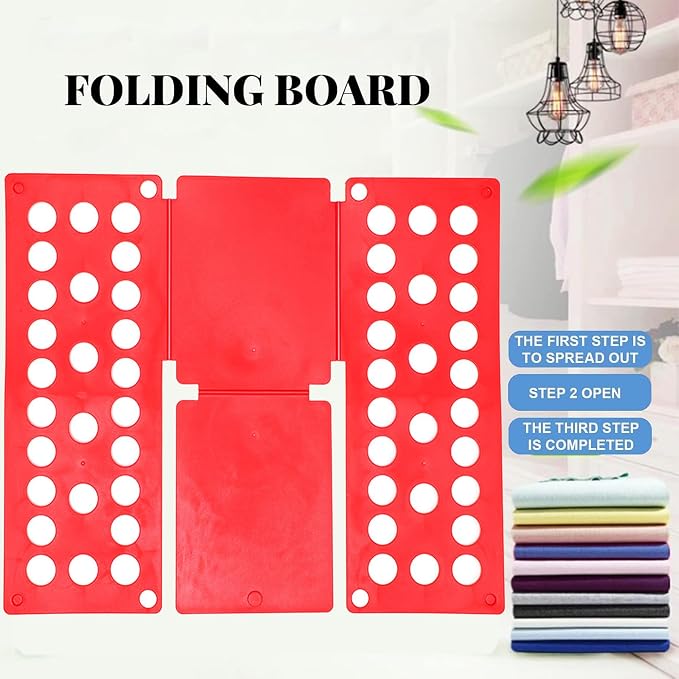 Clothes Folding Board, Blue Adjustable T-Shirt Folder,Kids clothes foldingboard 、Small Size for 1-9 Years Old、folding board for kids 15.7 x 18 Inch, Laundry Organizer for Adults and Kids(RED)