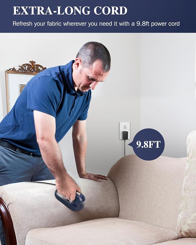 BEAUTURAL Fabric Shaver and Lint Remover, Portable Sweater Defuzzer | AC Adapter or Battery Powered, 2 Speeds, 1 Replaceable 6-Leaf Blade, Powerful & Efficient for Couch and Furniture