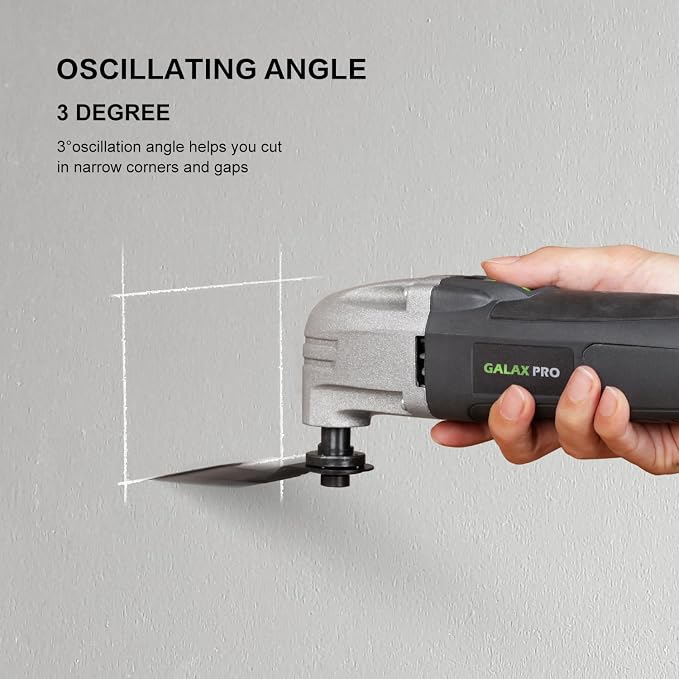 GALAX PRO Corded Oscillating Multi Tool Kit 2.0-Amp with 11Pcs Accessories | 22000OPM, 3° Oscillation Angle, Quick-Lock Screw, Oscillating Power Tools for Hardwood, PVC Pipes, Soft Metal Nails