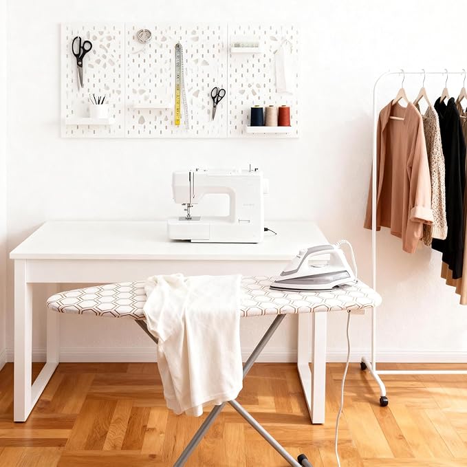 SheeChung Ironing Board Cover and Pad 18"x49",Wide Ironing Board Cover with Thick Scorch Resistant Padding,Silicone Coating,Hook and Loop Fastener Strap,Standard Iron Board Covers