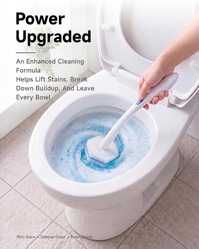 50 Count Toilet Wand Refills for Clorox, 5X Cleaning Power Toilet Bowl Wand Refills & High-Density Disposable Toilet Brush Scrubber - No Falling Apart, Instant Foam for Bathroom Cleaning