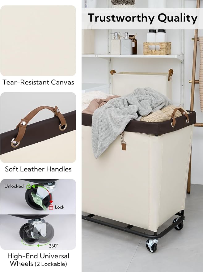 StorageWorks 320L Laundry Basket with Wheels, Rolling Hampers for Clothing
