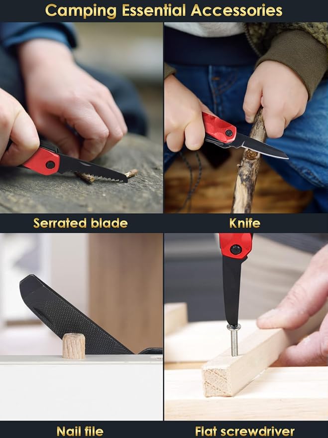 Gifts for Men Christmas Stocking Stuffers for Him Hammer Multi Tool 13 in 1 | Men Gifts Holiday Presents Hammer Multitool White Elephant Secret Santa Dad Husband Camping Accessories Survival Tool Kit