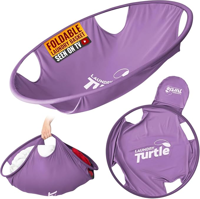 Laundry Turtle Collapsible Laundry Basket for Washer & Dryer (Lavender, Small)