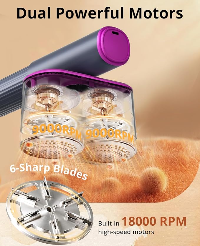 Fabric Shaver, 2-in-1 Rechargeable Lint Shaver with Dual Shaving Heads, Digital LED Display, 6-Leaf Blades, 2-Speed Sweater Shaver to Remove Pilling & Fuzz from Clothes, Furniture, Couch