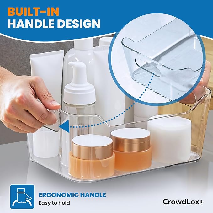 6 Pack Clear Plastic Storage Bins with Lids & Labels, Stackable Organizer Containers with Built-In Handles, BPA-Free Pantry Organization Bins for Kitchen