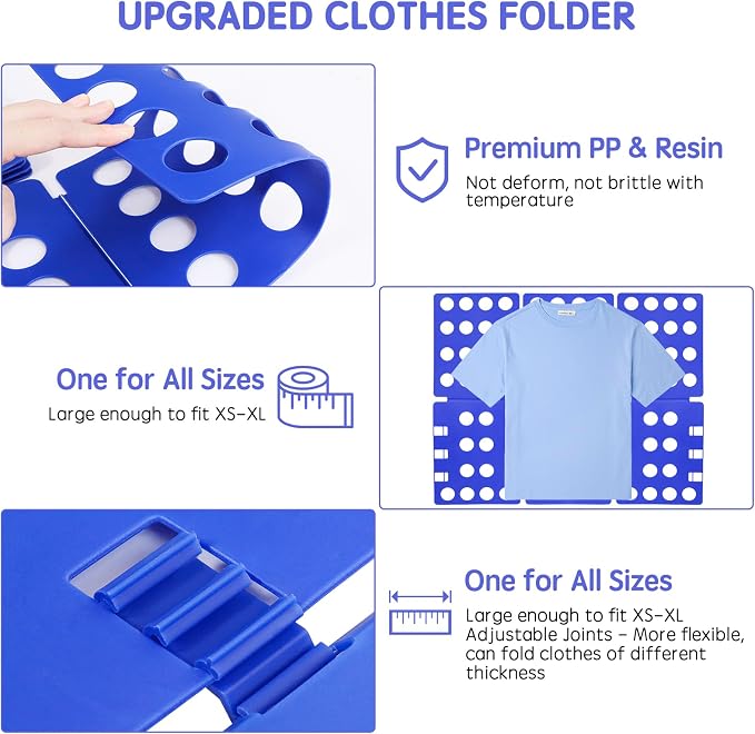 GYE T-Shirt Folding Board, Plastic Clothes Folder for Kids & Adults, Blue | Durable plastic construction, fast and easy clothes folding, suitable for kids and adults, convenient home laundry organizer