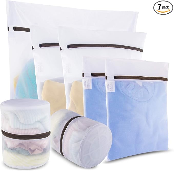 GOGOODA Mesh Laundry Bags for Delicates Durable Protective Wash Bags | Travel Storage Bags for Intimates Lingerie, 7PCS （1XXL,2L,2M,2 Bra Bags）