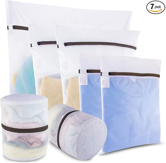 GOGOODA Mesh Laundry Bags for Delicates Durable Protective Wash Bags | Travel Storage Bags for Intimates Lingerie, 7PCS （1XXL,2L,2M,2 Bra Bags）