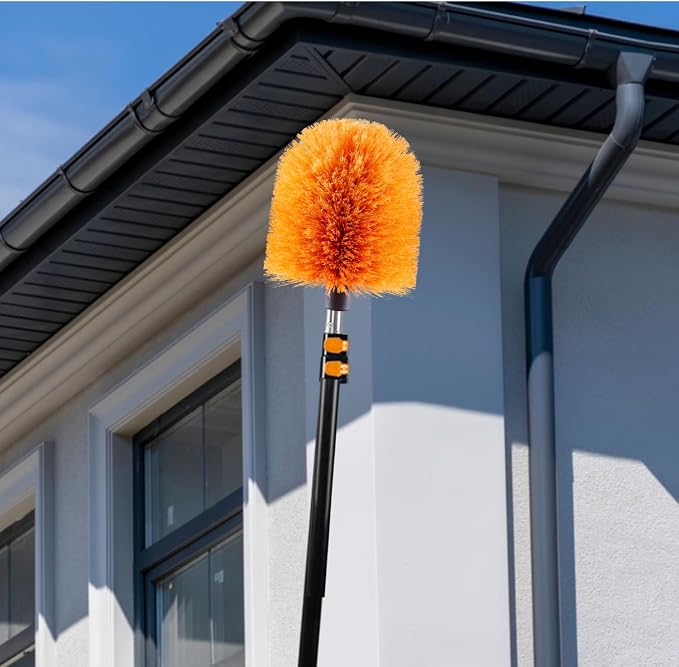 2 Pack Screw on Webster Cobweb Duster Head for Pole,Spider Web Brush, Cobweb Duster Head Attachment,Fits Standard 3/4 inch Threaded Poles (2, Orange)