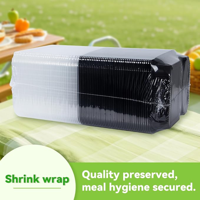 40 Pack 41oz Meal Prep Containers - Shrink Wrap Ready To Use | Reusable Leakproof 2 Compartment To Go Boxes | BPA-Free, Microwave & Freezer Safe | Portion Control Takeout Food Storage