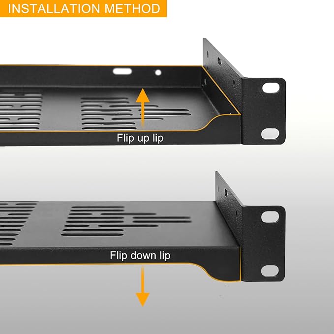 RIVECO 2 PCS 8” Rack Shelves for 19 inches Network Rack & Cabinets, 1U Rack Mount Shelf Vented Cantilever Tray, for Server, IT & Sound Equipment