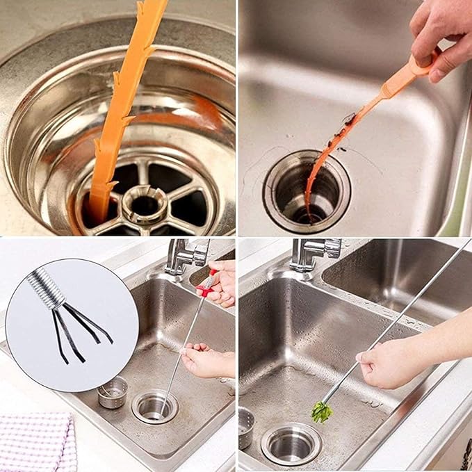 33.8 inch Drain Snake Hair Drain Clog Remover Tool - Sink Drain Cleaner for Toilet Sewer Shower Kitchen Bathroom Tub Clogged Drains Opener Cleaning Tool, Flexible Grabber Claw Pick Up Tool (33 in)