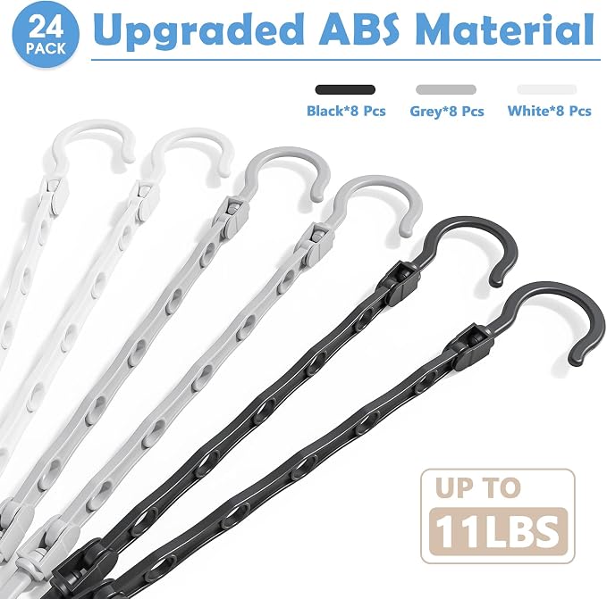 24 Pack Hangers Space Saving Magic Space Saver Hangers Black White Grey | Smart Clothes Hanger Organizer Closet Organizers and Storage for Closet Wardrobe Apartment College Dorm Room Essentials