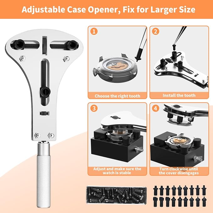 Watch Link Removal Kit, BYNIIUR Watch Repair Kit, Watch Case Opener Spring Bar Tools, Watch Battery Replacement Tool Kit, Watch Band Link Pin Tool Set with Carrying Case and Instruction Manual