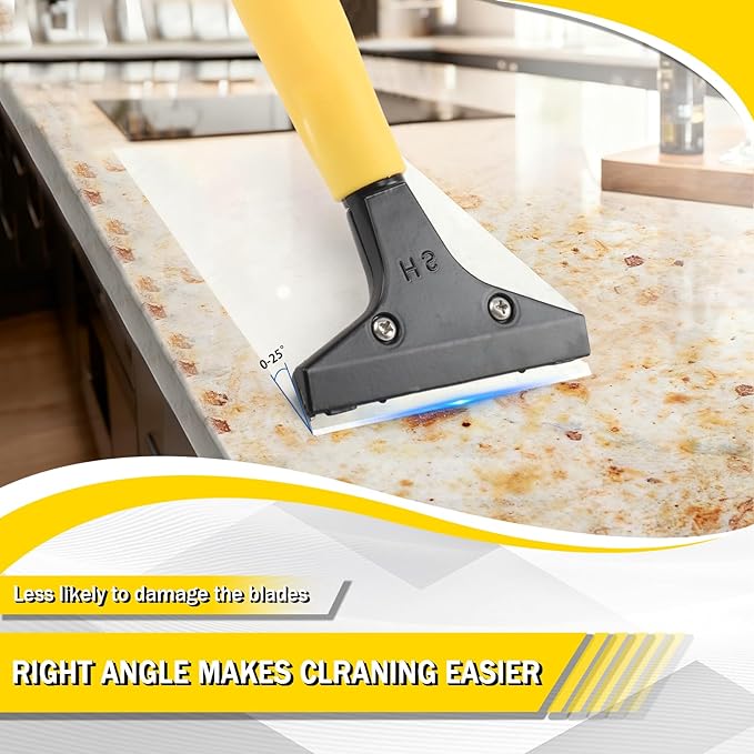 Floor Scraper Heavy Duty Long Handle,61in 4"Razor Blade Floor Scraper Adjustable with 10PCS Extra Metal Blades Paint Scraper for Cleaning Stickers Gum Glass Wall Tile Linoleum Stove Top