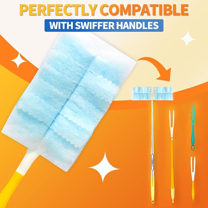 100 Count Electrostatic Duster Refills Compatible with Swiffer Duster, Multi-Surface Dusting Refills, Microfibre Dusters for Cleaning, Unscented