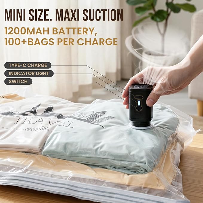 TAILI Vacuum Storage Bags with pump, Vacuum seal Bags for Clothing, Travel Compression Cube, 10 Combo