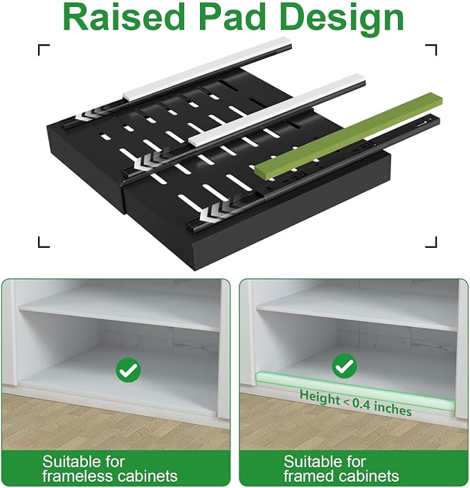 PAKETA 1 Pack Expandable Pull Out Cabinet Organizer,21" Deep | Pull Out Drawers for Cabinets with width from 12" to 20",Sliding Drawers for Cabinets with Upgrade 3 Slide Rails,hold 65 lbs