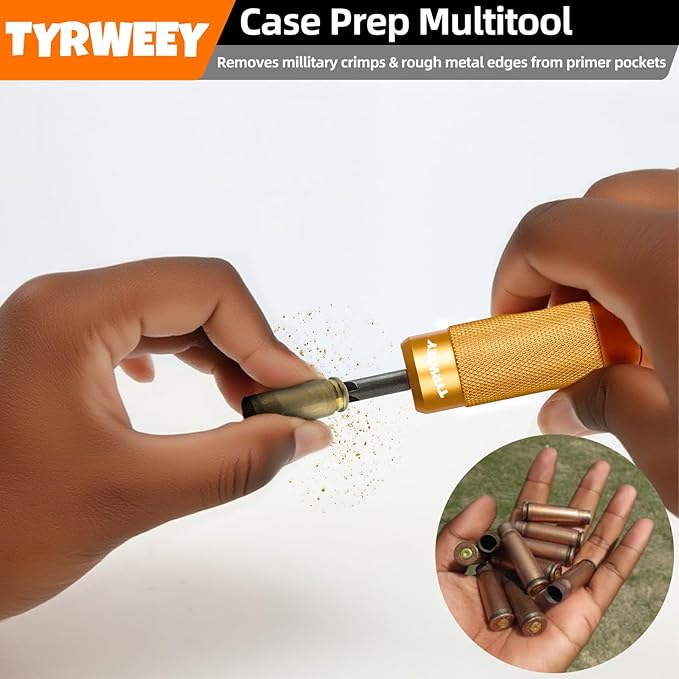 Case Prep Multitool, Case Chamfer Deburring Tools for Reloading | All-in-One Case Prep Kit, Fits .17-.45 calibers, Sharp cutting performance, Portable storage handle, Pro Reloading Tool