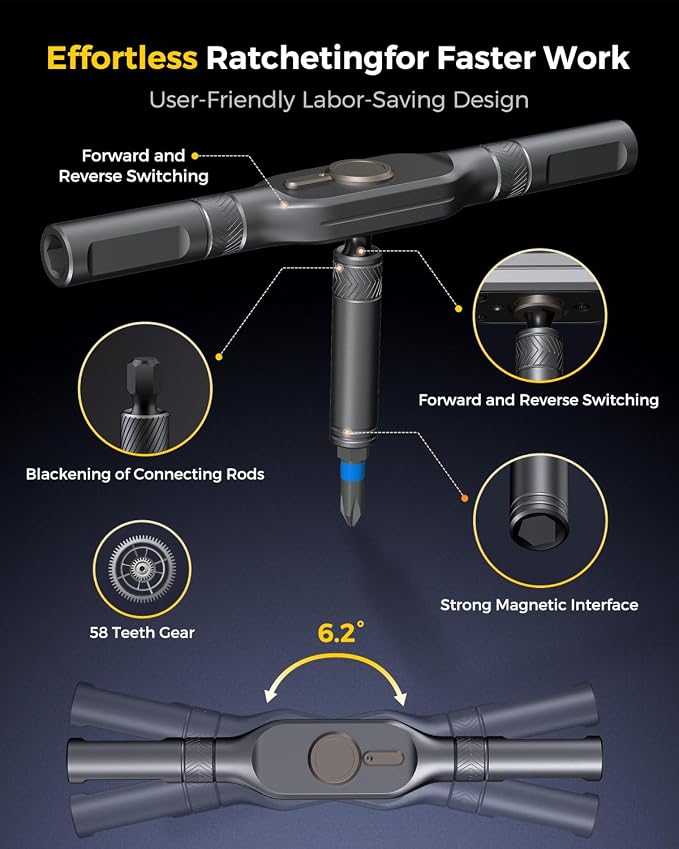 LIFEGOO Ratchet Screwdriver Set: 71 in 1 Magnetic Screwdriver Sets, S2 Steel Bits & Flexible Shaft Suitable for Precision Electronics, Furniture Assembly & Bicycle Repair Tools