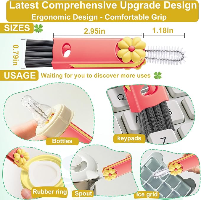 3 in 1 Cup Lid Cleaning Brush, Cup Lid Brush, Upgraded 3PCS Multifunctional Water Bottle Cleaning Brush, Home Kitchen Crevice Brush Tools for Tiny Cup Lid Detail, Bottle Tight Spaces Cup