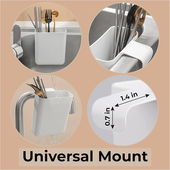 Multifunctional Compact Kitchen Drainer Drain Basket Utensil and Cutlery Drying Rack Holder and Hangable Sink Shelf Home Fruit Basket Plastic Storage Container (Deep) (White)