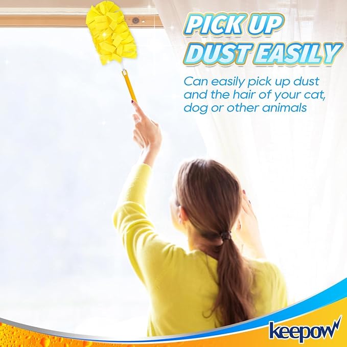 KEEPOW 12 Pack Refills Compatible with Swiffer Ext Handle, 360 Heavy Duty | Reusable 360 Degree Microfiber Fleece Duster Refills for Home Cleaning, Compatible with Swiffer Extended Handle, 12 Pack
