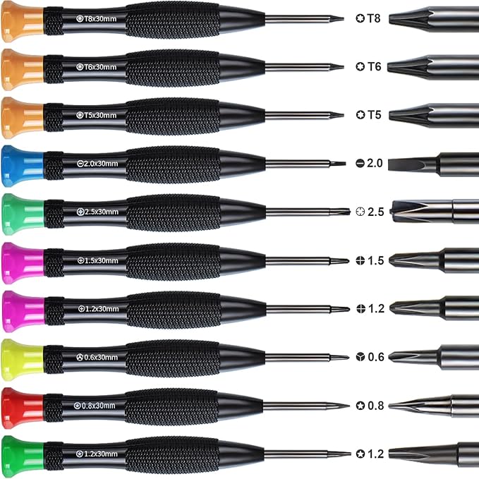 24 Pieces Opening Pry Tool Screwdriver Set Open Replace Screen Battery Repair Tools Kit for Fix Apple iPhone 17 16 15 14 13 12 11 X Pro Max Plus, iPad, iPod, Cellphone, Computer Tablet, Xbox