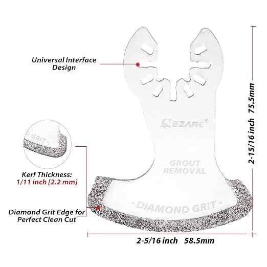 EZARC Oscillating Multi Tool Swing Diamond Blades, Diamond Oscillating Tool Blade, Mortar Cutting Saw Blades for Grout Removal DO57S, 3-Pack
