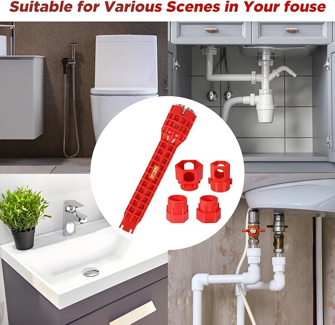 Forlivese 14 in 1 Faucet and Sink Installer Multi Tool, Basin Faucet Wrench | Multi-functional Wrench Plumbing Tool, Sink Wrench Plumbers for Pipe and Tub Drain Removal Nut Wrench (One way)
