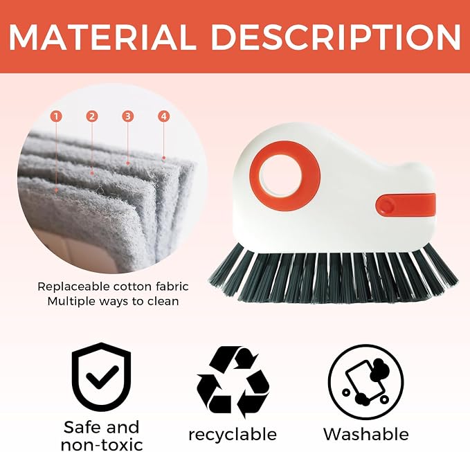 2 Sets Window Track Cleaner Tools, 2-in-1 Groove Cleaning Brush | Scraper & Dustpan, Hard Bristle Crevice Brush, Sliding Door, Window Sill, Shower Seal, Reusable Deep Cleaning Tools