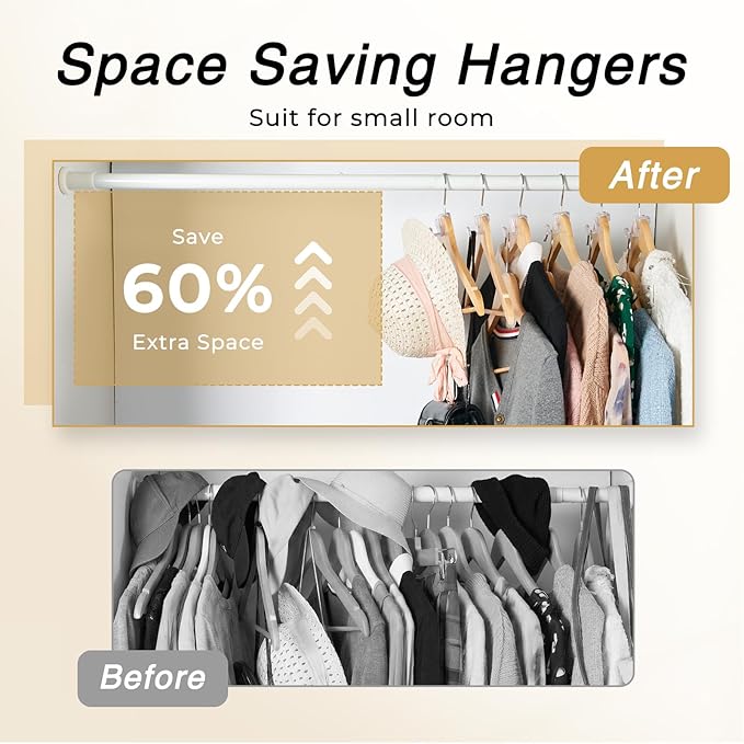HOUSE DAY Space Saving Hangers 100 Pack, Clear Hanger Connector Hooks | Heavy Duty Hangers Space Saver, Premium College Dorm Room Essentials, Closet Organizers and Storage