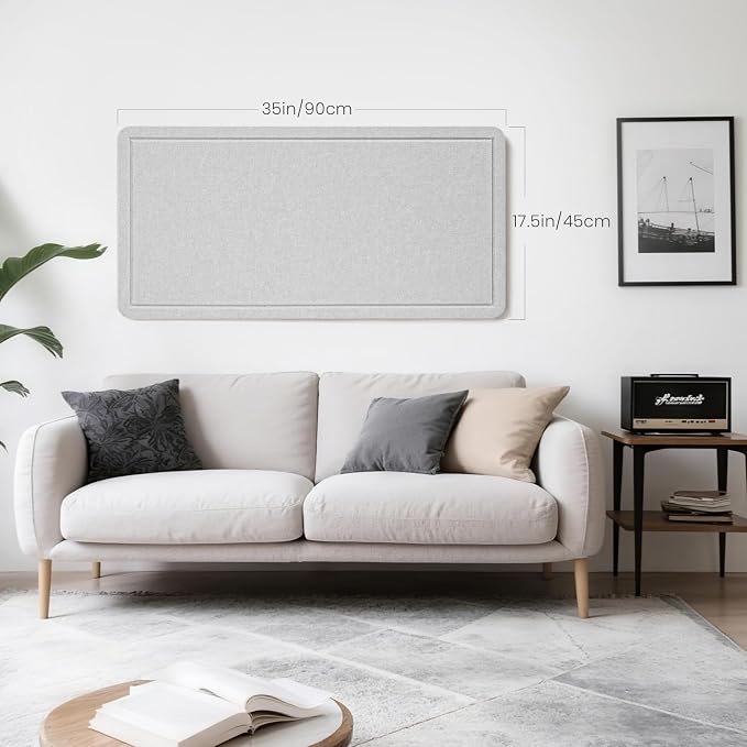 Felt Bulletin Board 35x18 inches, Decorative Pin Board for Home & Office | Cork Board Alternative for Wall with Push Pins, Display Mood Board for Photos, Notes & Reminders
