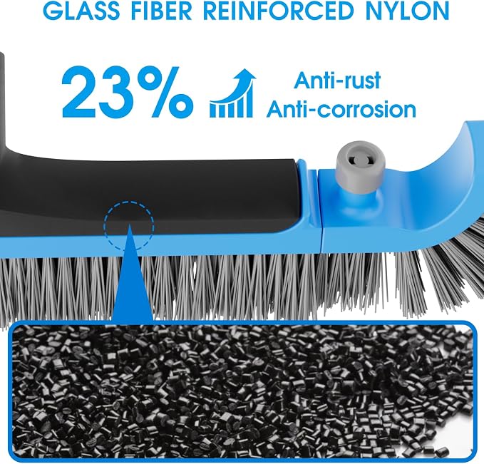 2 in 1 Pool Brush with Pole - 20'' Heavy Duty Swimming Pool Brush & Single Pool Brush Head, 9ft Aluminum Poles, Cleaning Inground & Above Ground Pools