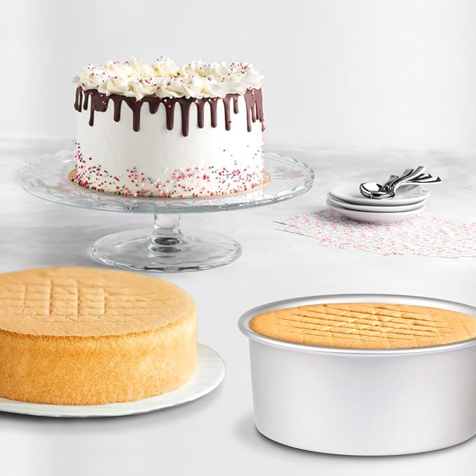 9 x 3 inch Round Cake Pan Set of 3, Aluminum Baking Pans for Layer Cakes, Heavy Duty Non-Stick, Evenly Baking Molds for Home Kitchen, Birthday Wedding Anniversary